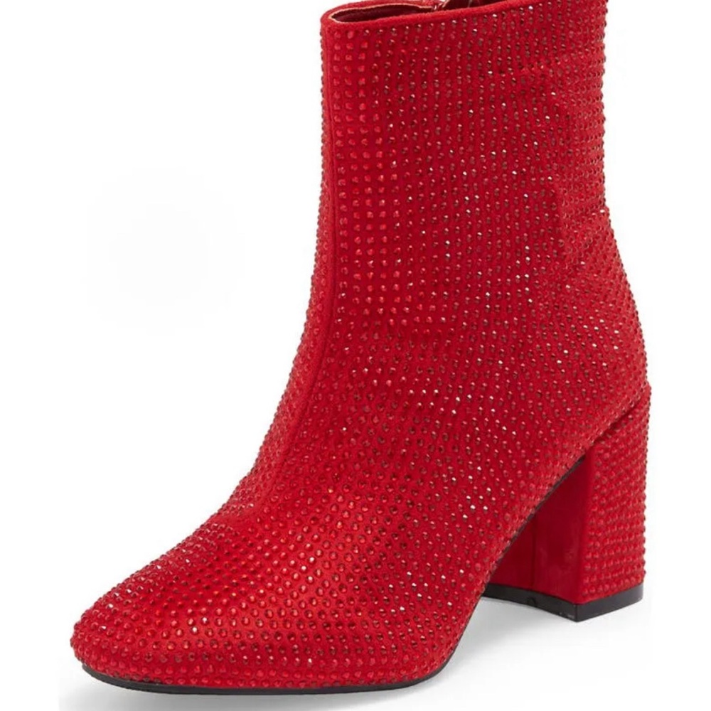 Top Moda Hester-15 red rhinestone booties